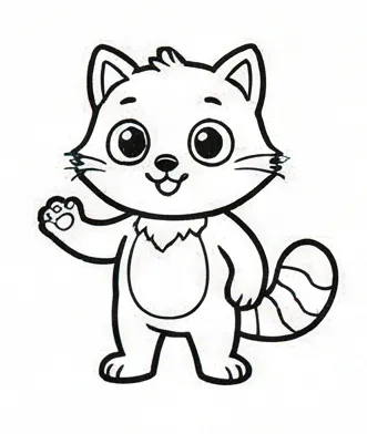 a drawing of a cat with a bow.webp